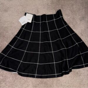 Black Windowpane Mid knee Skirt. Sweater like material by Classic Concepts